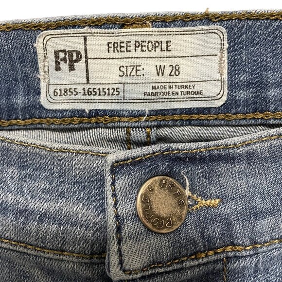 Free People Jeans Button Fly Raw Hem Skinny Size 28 - Picture 4 of 6